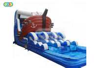 Blue Color Giant Inflatable Slide Pirate Ship Boat Water Slide With Pool